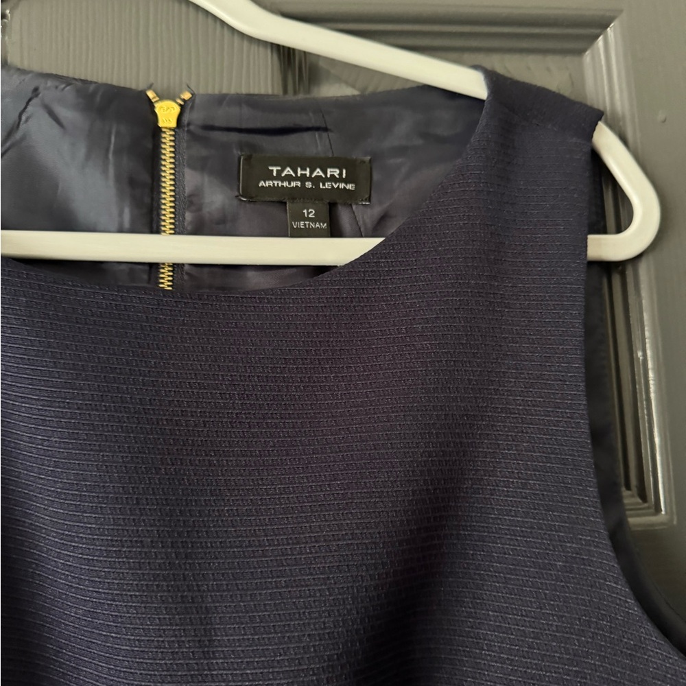 Tahari Navy Blue Sleeveless Dress